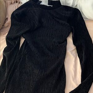 Divided Women’s Elegant Black Long Sleeve Full Neck Backless Dress